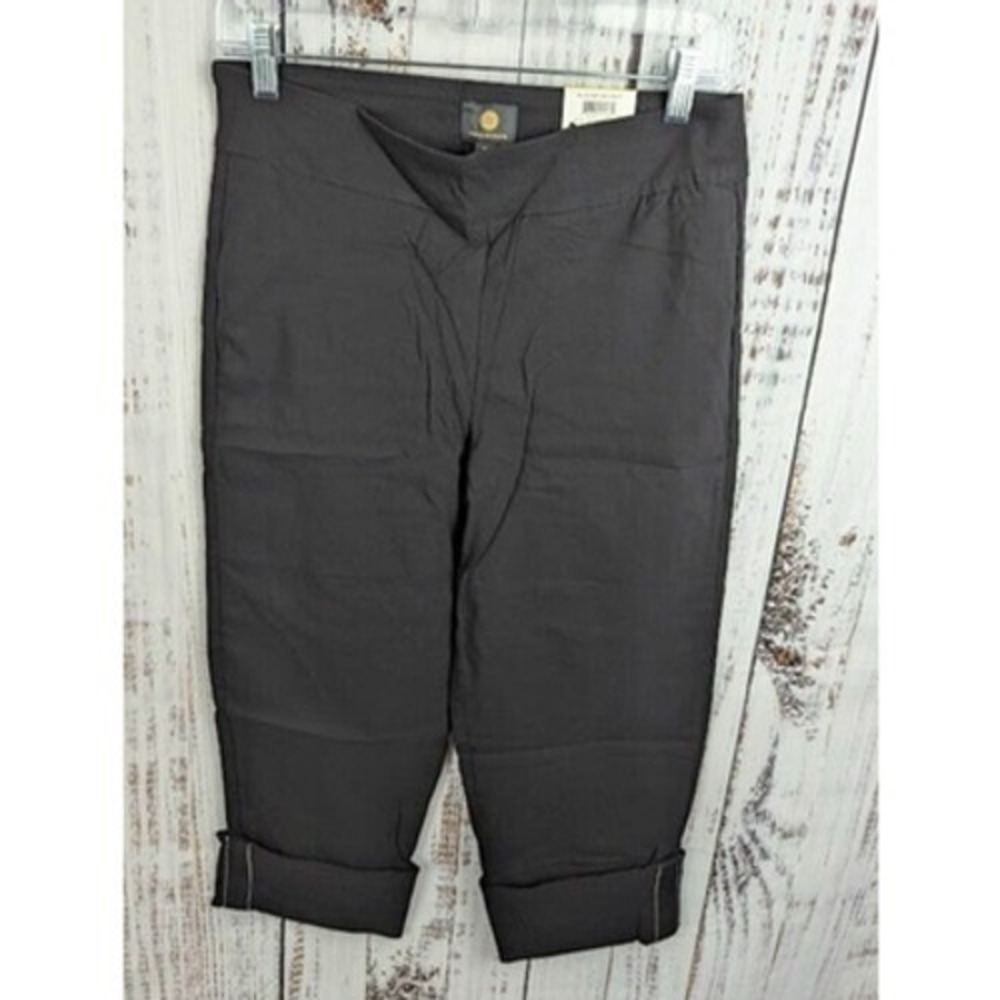 Jm Collection Petite Cuffed Capri Pants Black Women's Size PM